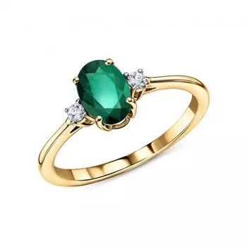 Золотое кольцо с изумрудом и бриллиантами