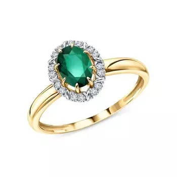 Золотое кольцо с изумрудом и бриллиантами
