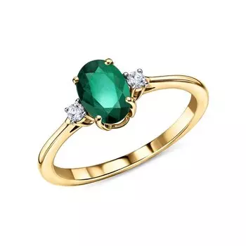 Золотое кольцо с изумрудом и бриллиантами