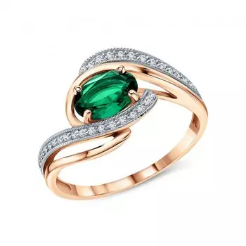 Золотое кольцо с изумрудом и бриллиантами