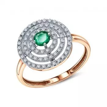 Золотое кольцо с изумрудом и бриллиантами