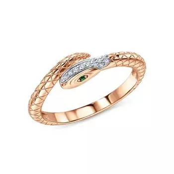 Золотое кольцо с изумрудом и бриллиантами