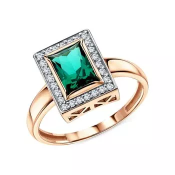 Золотое кольцо с изумрудом и бриллиантами