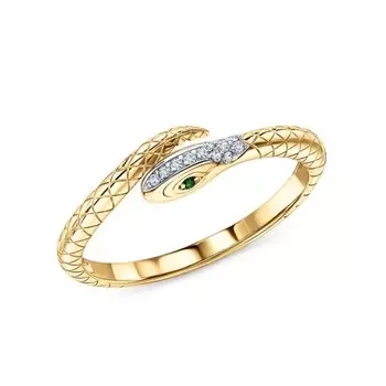 Золотое кольцо с изумрудом и бриллиантами