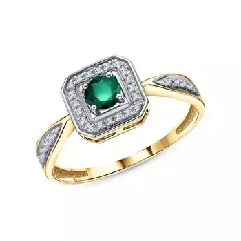 Золотое кольцо с изумрудом и бриллиантами