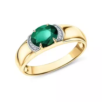 Золотое кольцо с изумрудом и бриллиантами