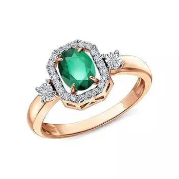 Золотое кольцо с изумрудом и бриллиантами