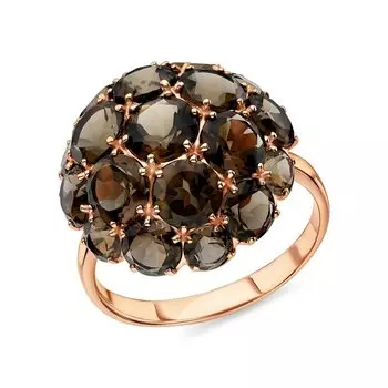 Золотое кольцо с кварцами дымчатыми природными