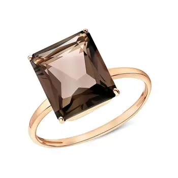 Золотое кольцо с кварцем дымчатым природным