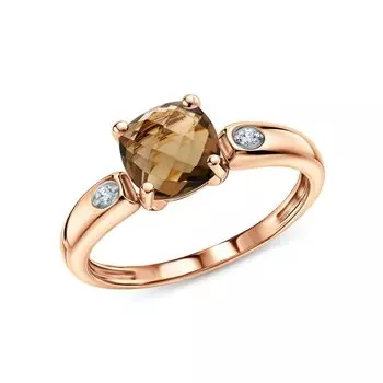 Золотое кольцо с кварцем и бриллиантами