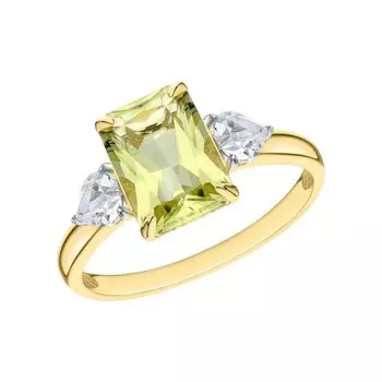 Золотое кольцо с кварцем лимонным природным