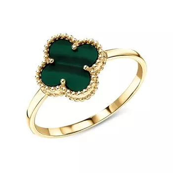 Золотое кольцо с малахитом природным