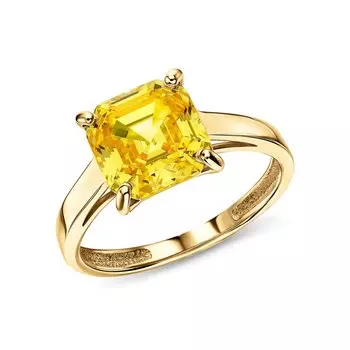 Золотое кольцо с наноситаллом лимонный кварц