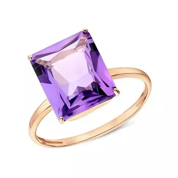 Золотое кольцо с природным аметистом