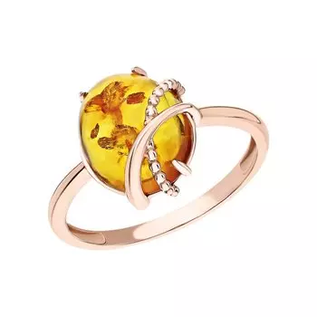 Золотое кольцо с янтарем природным
