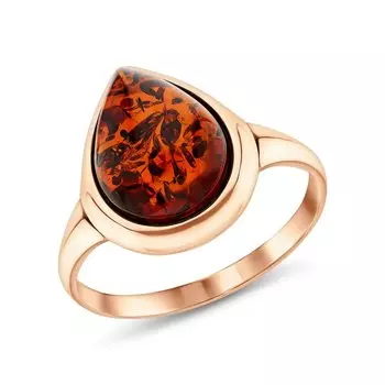 Золотое кольцо с янтарем природным