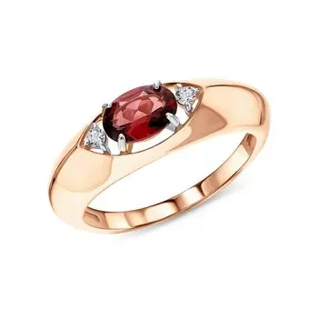 Золотое кольцо с родолит, муассанитами и родолит природными