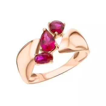 Золотое кольцо с рубинами выращенными