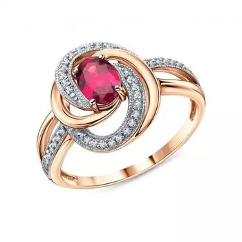 Золотое кольцо с рубином и бриллиантами