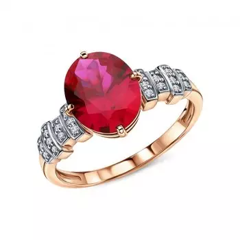Золотое кольцо с рубином и бриллиантами