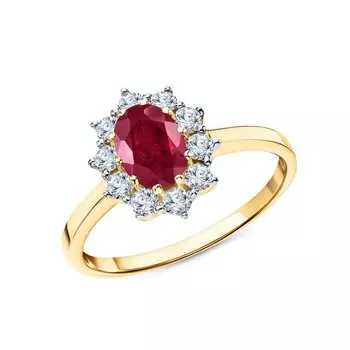 Золотое кольцо с рубином и бриллиантами