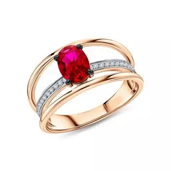 Золотое кольцо с рубином и бриллиантами
