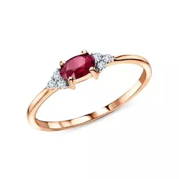 Золотое кольцо с рубином и бриллиантами