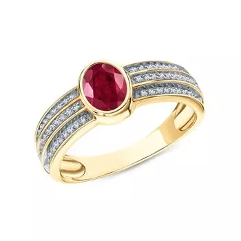 Золотое кольцо с рубином и бриллиантами