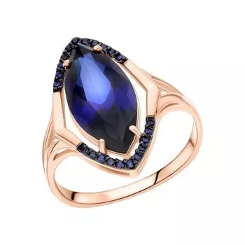 Золотое кольцо с сапфирами выращенными