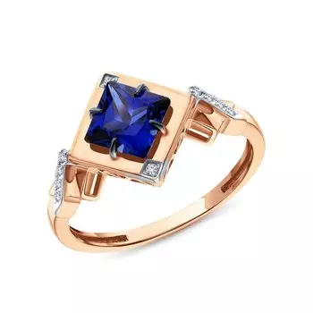 Золотое кольцо с сапфиром и бриллиантами