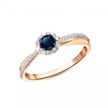 Золотое кольцо с сапфиром и бриллиантами
