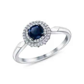 Золотое кольцо с сапфиром и бриллиантами