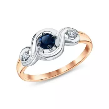 Золотое кольцо с сапфиром и бриллиантами
