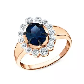 Золотое кольцо с сапфиром и бриллиантами