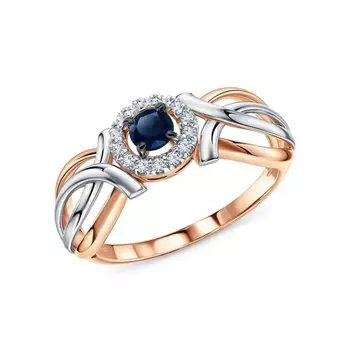 Золотое кольцо с сапфиром и бриллиантами