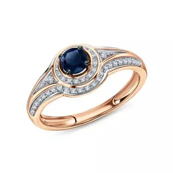 Золотое кольцо с сапфиром и бриллиантами