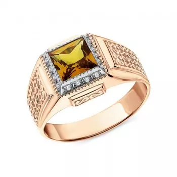 Золотое кольцо с султанитами и фианитами