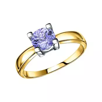 Золотое кольцо с танзанитом природным