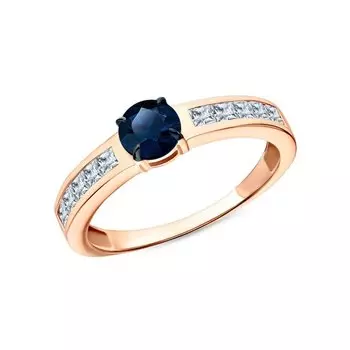 Золотое кольцо с топазами природными и сапфирами выращенными