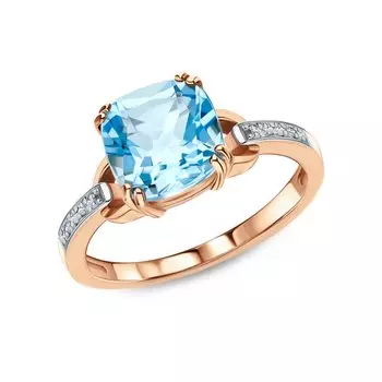 Золотое кольцо с топазом и бриллиантами