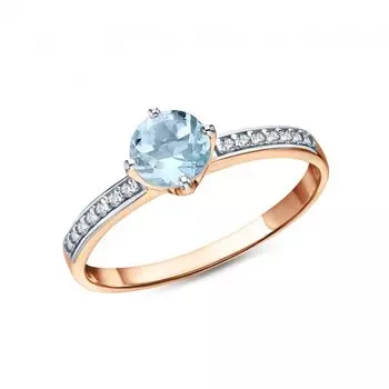 Золотое кольцо с топазом и фианитами
