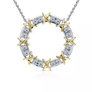 Золотое шейное украшение с бриллиантами природными