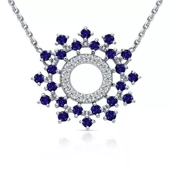 Золотое шейное украшение с бриллиантами природными и сапфирами выращенными