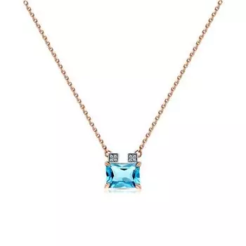 Золотое шейное украшение с бриллиантами природными и топазами природными