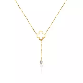 Золотое шейное украшение с фианитом