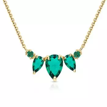 Золотое шейное украшение с изумрудами выращенными