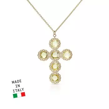 Золотое шейное украшение с кварцем