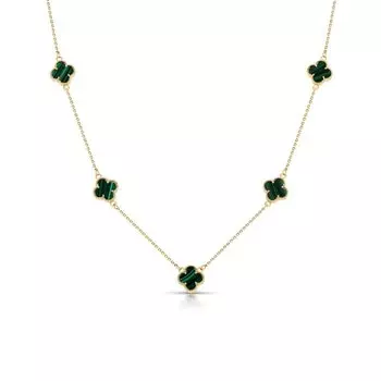 Золотое шейное украшение с малахитом