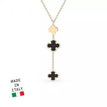 Золотое шейное украшение с ониксом природным