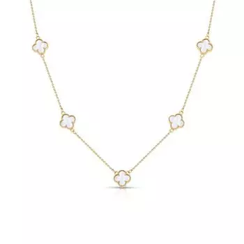 Золотое шейное украшение с перламутром природным